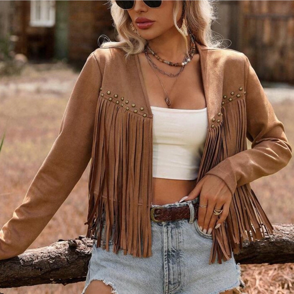 NWT FRINGE WESTERN JACKET WITH STUDS